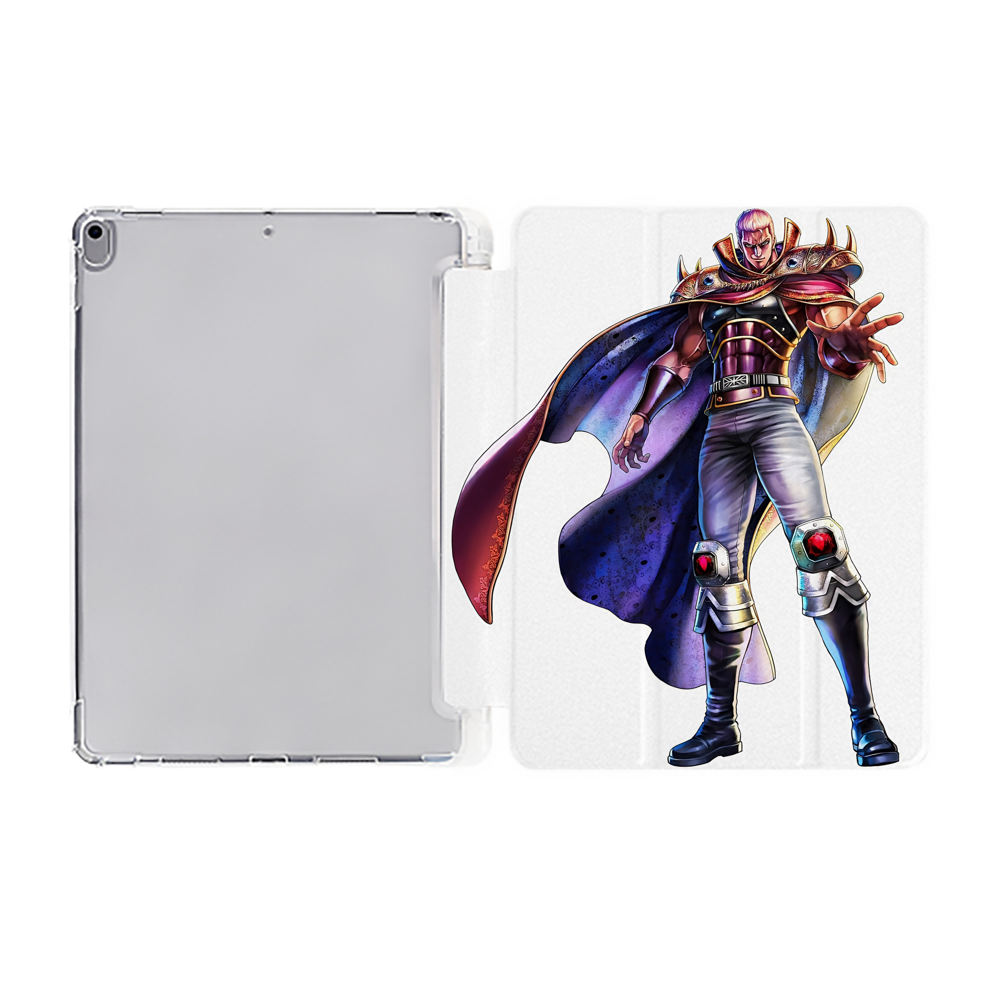 （画像用） 北斗の拳 Fist of the North Star IPad ケース ペン収納付き 三つ折りスタンド PUレザー×シリコン 対応機種9.5/10.5/10.9インチ